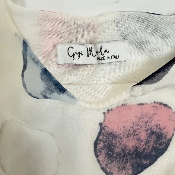 Gigi Moda Italy Silk Blend Polka Dot Dress Medium Sheer Tie Waist A-Line - Picture 2 of 6